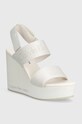 Calvin Klein Jeans sandały WEDGE SANDAL WEBBING IN MR tekstylny biały YW0YW01360