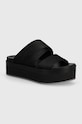Šľapky Calvin Klein Jeans FLATFORM SANDAL WEBBING IN MR platforma čierna YW0YW01361