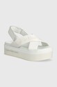 Σανδάλια Calvin Klein Jeans FLATFORM SANDAL SLING IN MR FLATFORM SANDAL SLING IN MR υφασμάτινο λευκό YW0YW01362