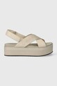 Calvin Klein Jeans sandały FLATFORM SANDAL SLING IN MR YW0YW01362 beżowy SS24