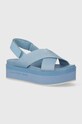 Сандалі Calvin Klein Jeans FLATFORM SANDAL SLING IN MR лицьова шкіра блакитний YW0YW01362