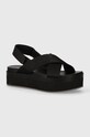 Calvin Klein Jeans sandały FLATFORM SANDAL SLING IN MR tekstylny czarny YW0YW01362