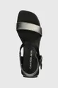 čierna Sandále Calvin Klein Jeans WEDGE BLOCK SANDAL METALLIC DC
