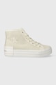 Високи кецове Calvin Klein Jeans BOLD VULC FLATF MID CS ML BTW Planet friendly бежов YW0YW01392