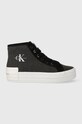 Kecky Calvin Klein Jeans BOLD VULC FLATF MID CS ML BTW Planet friendly černá YW0YW01392