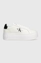 Маратонки Calvin Klein Jeans BOLD PLATF LOW LACE LTH ML MET гладка кожа бял YW0YW01431