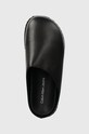 Calvin Klein Jeans klapki skórzane CLOSE TOE FLATFORM MG UC czarny YW0YW01440