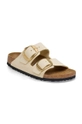 Birkenstock klapki nubukowe Arizona Big Buckle beżowy