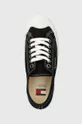 fekete Tommy Jeans sportcipő TJW FOXING SNEAKER CANVAS