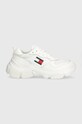 Tenisky Tommy Jeans TJW LIGHTWEIGHT HYBRID RUNNER přírodní kůže bílá EN0EN02566