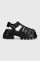 Tommy Jeans sandale de piele TJW FISHERMAN SANDAL EN0EN02542 negru SS24