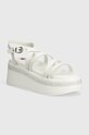 Tommy Jeans sandale de piele TJW STRAPPY WEDGE SANDAL coturn alb EN0EN02516