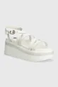 bianco Tommy Jeans sandali in pelle TJW STRAPPY WEDGE SANDAL Donna
