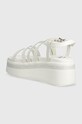 Încălțăminte Tommy Jeans sandale de piele TJW STRAPPY WEDGE SANDAL EN0EN02516 alb