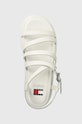 Kožené sandály Tommy Jeans TJW STRAPPY WEDGE SANDAL bílá EN0EN02516
