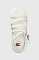 bianco Tommy Jeans sandali in pelle TJW STRAPPY WEDGE SANDAL