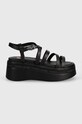 Кожаные сандалии Tommy Jeans TJW STRAPPY WEDGE SANDAL EN0EN02516 чёрный SS24