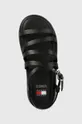 чёрный Кожаные сандалии Tommy Jeans TJW STRAPPY WEDGE SANDAL