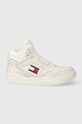 Tommy Jeans sneakers TJW NEW BASKET MC piele alb EN0EN02493