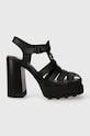 Tommy Jeans sandale de piele TJW HEEL FISHERMAN SANDAL gros negru EN0EN02458