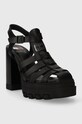 Tommy Jeans sandale de piele TJW HEEL FISHERMAN SANDAL EN0EN02458 negru SS24