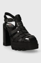 Kožne sandale Tommy Jeans TJW HEEL FISHERMAN SANDAL crna