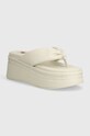 Tommy Jeans japonki TJW WEDGE SANDAL bez obcasa beżowy EN0EN02457