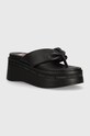 Tommy Jeans slapi TJW WEDGE SANDAL imitatie de piele negru EN0EN02457