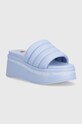 Tommy Jeans klapki TJW WEDGE SANDAL imitacja skóry licowej niebieski EN0EN02455