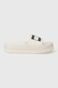 Παντόφλες Tommy Jeans TJW ELEVATED FLATFORM SLIDE ίσια πλατφόρμα μπεζ EN0EN02451