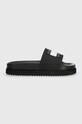 Šľapky Tommy Jeans TJW ELEVATED FLATFORM SLIDE platforma čierna EN0EN02451