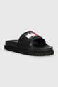 Tommy Jeans papuci TJW ELEVATED FLATFORM SLIDE EN0EN02451 negru SS24
