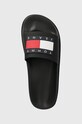 Tommy Jeans papuci TJW ELEVATED FLATFORM SLIDE negru EN0EN02451