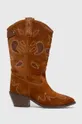 rjava Kabojski škornji iz semiša Pepe Jeans PLS50512 Ženski