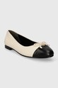 Tory Burch baleriny skórzane Cap-Toe Quilted Ballet 156249.100 beżowy AA00