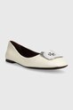 Tory Burch baleriny skórzane Georgia Ballet 154077.724 beżowy SS24