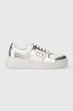 Twinset sneakers in pelle flat argento 241TCP030.10721