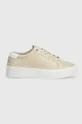 Calvin Klein sneakersy FLATFORM CUP LACE UP EPI MONO beżowy