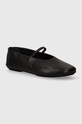 Kožené baleríny Calvin Klein BALLERINA W/STRAP LTH černá HW0HW01920