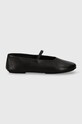 Kožené baleríny Calvin Klein BALLERINA W/STRAP LTH HW0HW01920 černá SS24