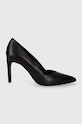 Kožené lodičky Calvin Klein HEEL PUMP 90 LEATHER usňová koža čierna HW0HW01928