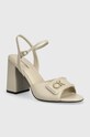 Calvin Klein sandały skórzane HEEL SANDAL 85 RELOCK LTH słupek beżowy HW0HW01937