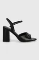 Calvin Klein sandali in pelle HEEL SANDAL 85 RELOCK LTH nero