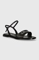 Кожаные сандалии Calvin Klein FLAT SANDAL RELOCK LTH венский чёрный HW0HW01942
