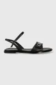 Calvin Klein sandały skórzane FLAT SANDAL RELOCK LTH czarny