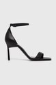 Calvin Klein sandały skórzane HEEL SANDAL 90 LTH pozostałe czarny HW0HW01944