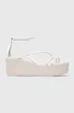 Calvin Klein sandały skórzane WEDGE SANDAL 30 LTH biały