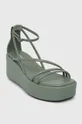 zelená Kožené sandále Calvin Klein WEDGE SANDAL 30 LTH Dámsky