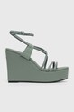 Шкіряні сандалі Calvin Klein WEDGE понад 8 см зелений HW0HW01952