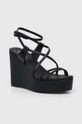 Kožne sandale Calvin Klein WEDGE HW0HW01952 crna SS24